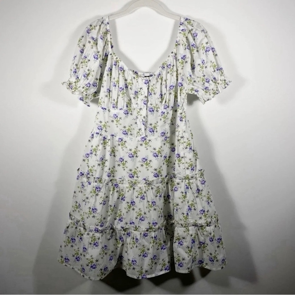 Influencer Juniors Empire Waist Dress Sz 8 Vintage Floral Print Puff Sleeve